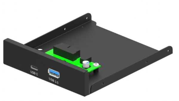 Gembird Internal 3.5'' front PC panel, USB 3.1 Type-A Type-C port, black