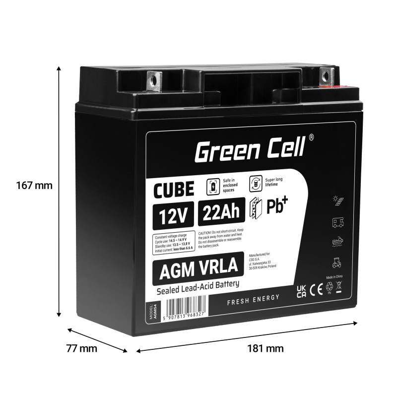 Green Cell (AGM54) baterija 12V/22Ah