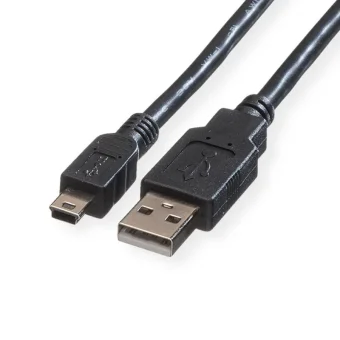 Roline USB2.0 kabel TIP A(M) na Mini 5-pin(M), 1.8m, crni