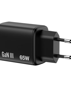 Verbatim GaN Essentials zidni punjač 65W, 2×USB-C/1×USB-A, crni