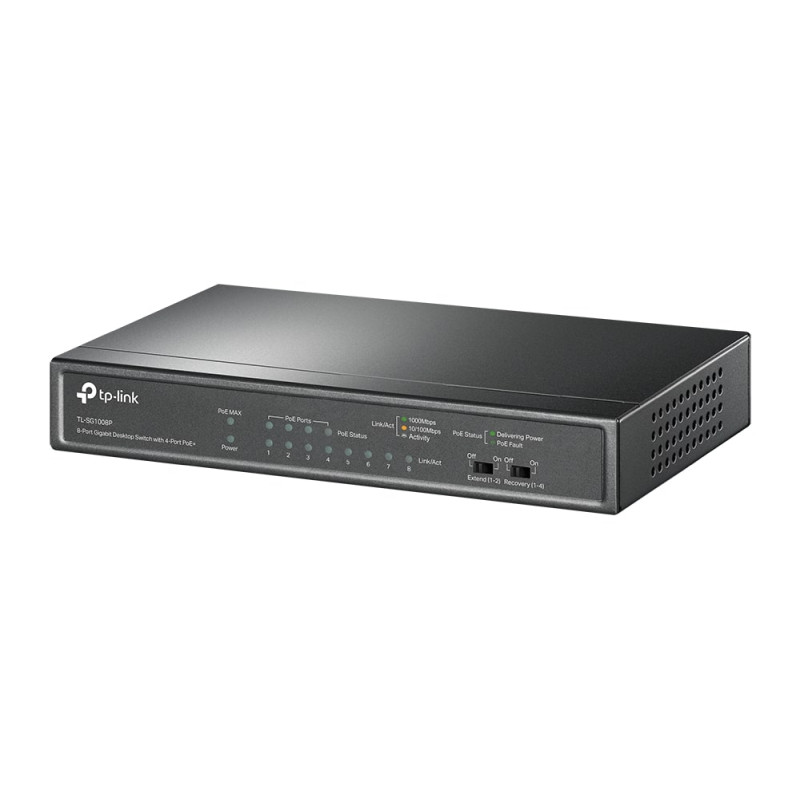 TP-Link 8-port Gigabit PoE preklopnik (Switch), 8×10/100/1000M RJ45 ports, 4×PoE ports, metalno kućište (53W)