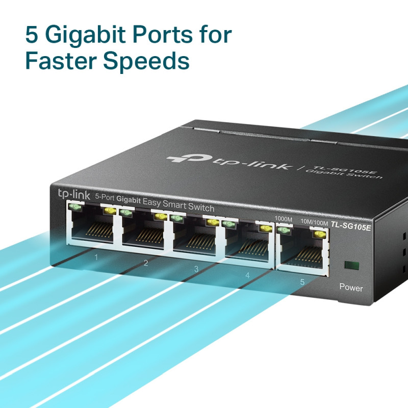 TP-Link 5-port Gigabit Easy Smart preklopnik (Switch), 5×10/100/1000M RJ45 ports, metalno kućište