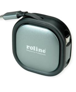 Roline USB 2.0 kabel, C-C, M/M, 60W, izvlačivi, crni, 1.2m