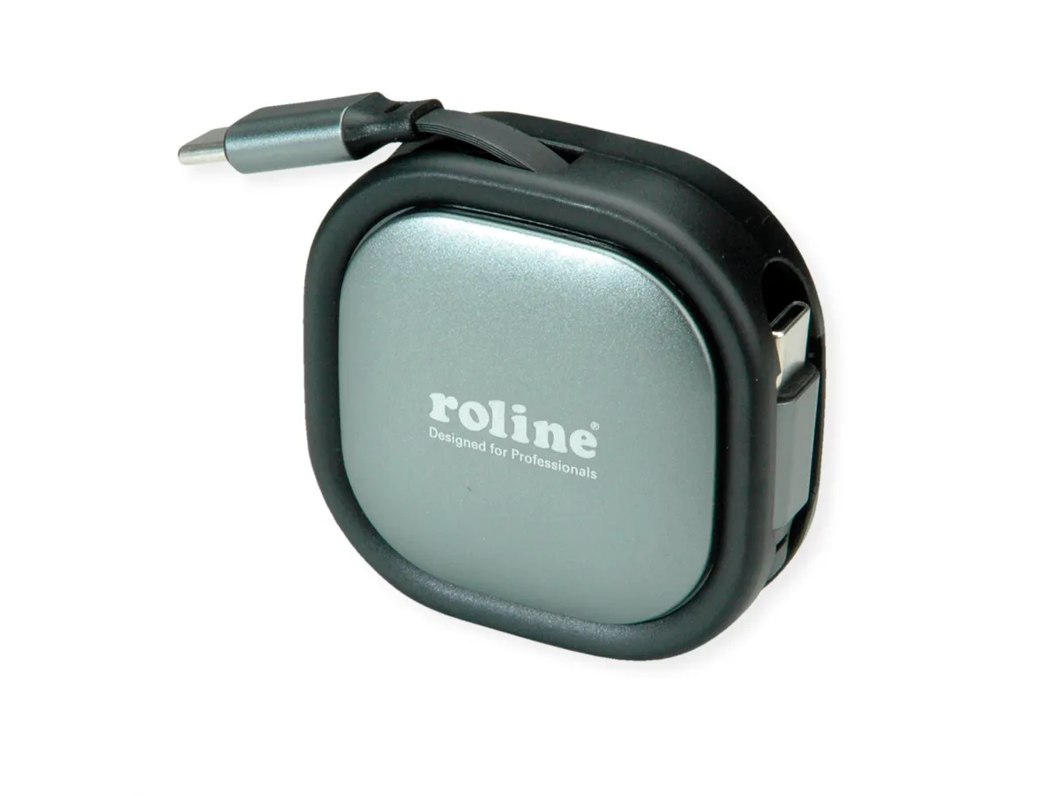 Roline USB 2.0 kabel, C-C, M/M, 60W, izvlačivi, crni, 1.2m