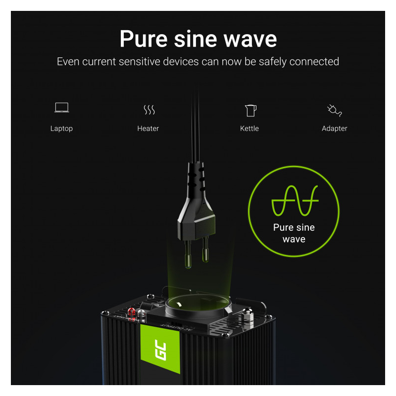Green Cell strujni inverter 12V na 230V, 1000W/2000W Pure Sine Wave (INV09)