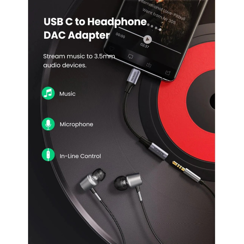 UGREEN adapter USB-C na 3.5mm, 10cm