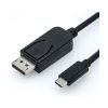 Roline USB-C - DisplayPort kabel, M/M, 2.0m, crni