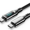 Vention Cotton Braided USB 2.0 C Male to C Male 5A Cable With LED Display 1,2m