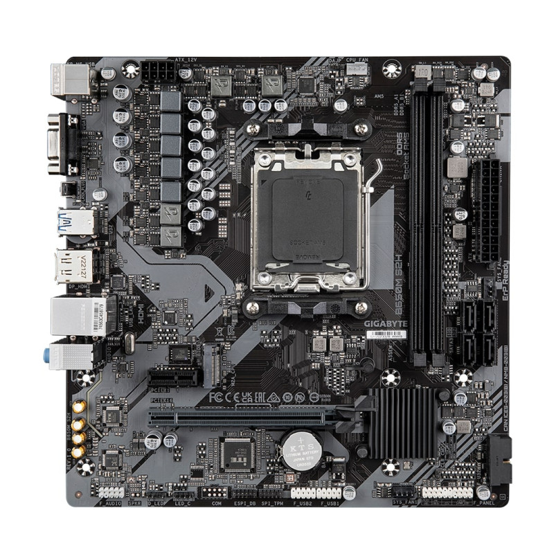 Gigabyte B650M S2H, S.AM5, 2×DDR5/ 6400 MHz(OC), PCIe 4.0, D-SUB/HDMI/DP, mATX