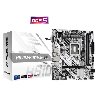ASRock MB H610M-HDV/M.2+, S.1700, 2xDDR5/5600MHz, PCIe 4.0, G-LAN, USB-C, VGA/DP/HDMI, mATX