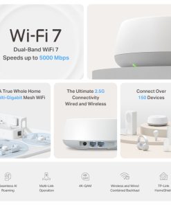 TP-Link BE3600 Tri-Band Whole Home Mesh WiFi 7, 688Mbps/4324 Mbps (2.4GHz/5GHz) 2×2.5 Gbps port, Deco App