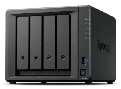 Synology DS425+ Diskstation 4-bay NAS server, Intel Celeron J4125, 2.5"/3.5" HDD/SSD podrška, Hot Swappable HDD, 2GB DDR4, 2.5GbE+1GbE LAN, 2×USB 3.2