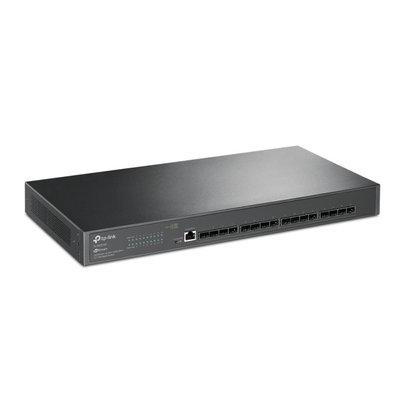 TP-Link 16-Port Omada JetStream Managed preklopnik (Switch) 10GE SFP+ L2+, 16×10G SFP+, RJ45/Micro-USB Console Port, 1U 19" Rack-mount