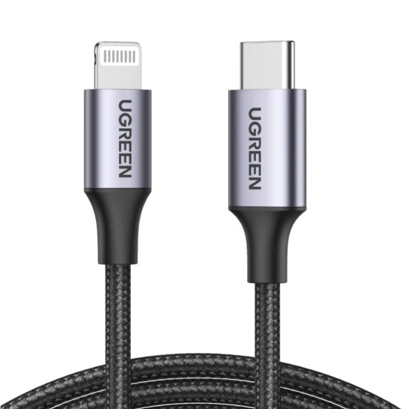 UGREEN Lightning na USB-C (M), MFi, PD, pleteni kabel, 1.0m