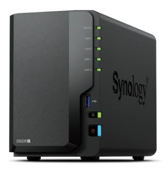 Synology DS225+ DiskStation 2-bay NAS server 2.5"/3.5" HDD/SSD podrška, Hot Swappable HDD, 2GB, 1×2.5GbE, 1x1GbE, 2xUSB 3.2 Gen 1 Port