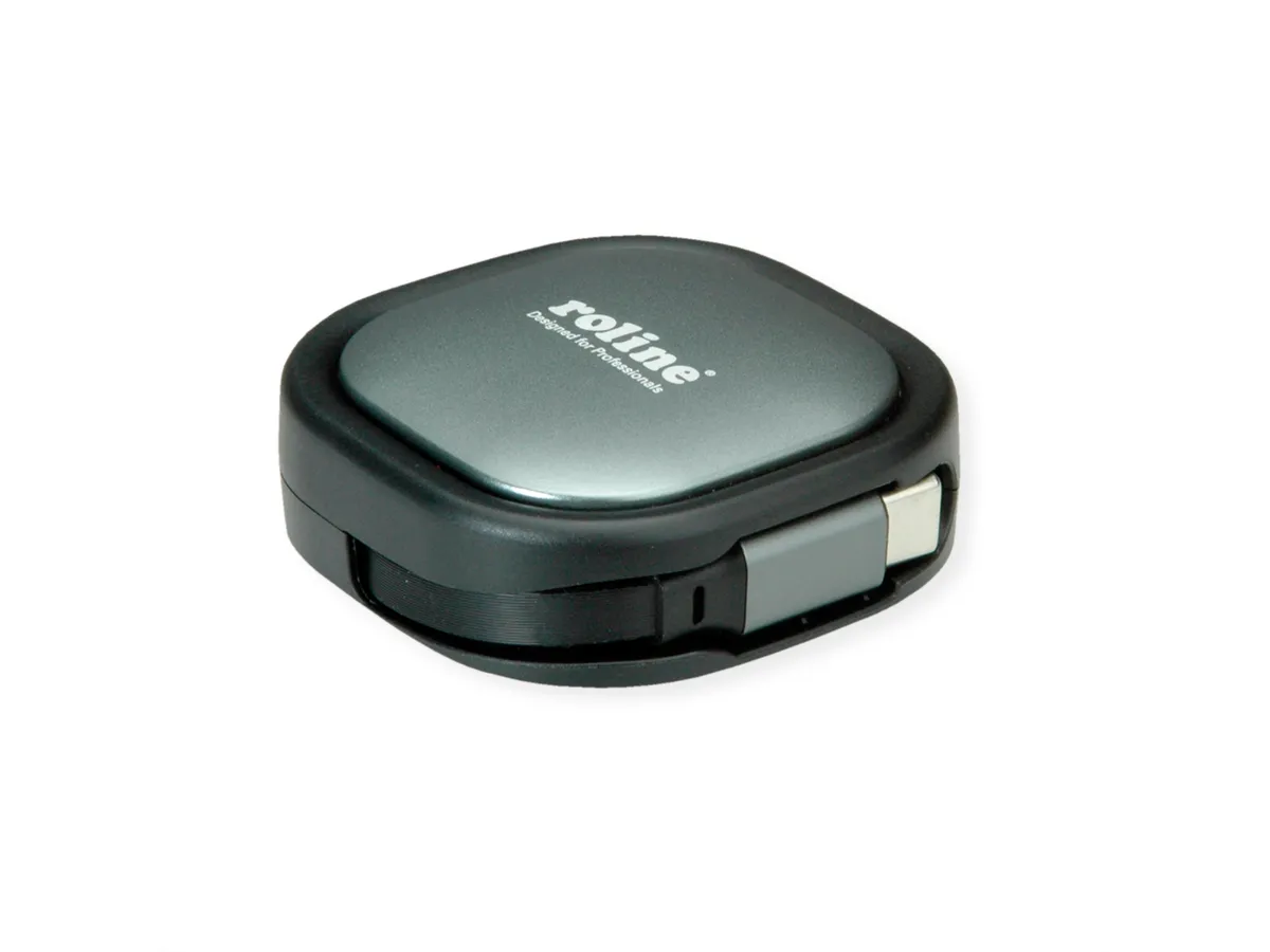 Roline USB 2.0 kabel, C-C, M/M, 60W, izvlačivi, crni, 1.2m
