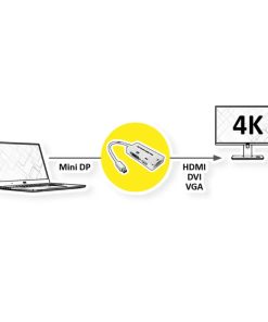 Roline VALUE adapter/kabel Mini DisplayPort - VGA/DVI/HDMI, M/F, v1.2, aktivni, 0.1m
