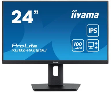 IIYAMA 24" XUB2492QSU-B1 QHD (2560×1440) IPS, Pivot, 100Hz, 0.5ms, 300cd/m2, HDMI/DP, 3×USB3.2/USB-C, zvučnici