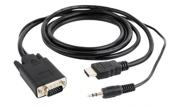 Gembird HDMI to VGA and audio adapter cable, single port, black 3m