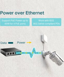 TP-Link 5-port Gigabit PoE preklopnik (Switch), 5×10/100/1000M RJ45 ports, 4×PoE ports, metalno kućište (56W)