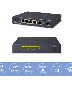 PLANET Gigabit preklopnik (Switch) 4-port 10/100/1000Mbps 802.3at High Power PoE (55W) + 2-Port 10/100/1000T