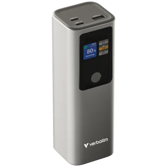 Verbatim Powerbank 27000mAH Charge 'n' Go 183W max, Dual USB-C® port, 1xUSB-A, Smart digital TFT display