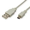 STANDARD USB2.0 kabel TIP A(M) na Mini 5-pin(M), 3.0m, bež