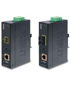 Planet Industrial 1G Optical (SC,MM)-550m to 1GbE RJ45 802.3at PoE Injector Media Converter (-40 to 75C)