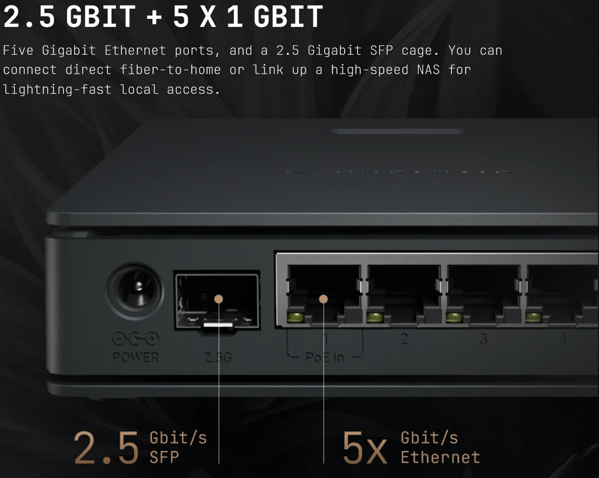 MikroTik hAP ax S (E62iUGS-2axD5axT) (2025) Router 5x Gigabit Ethernet ports, 1x 2.5 Gigabit SFP, Dual-Band Wi-Fi 6 (802.11ax), 512 MB RAM, metalno kućište, ARM