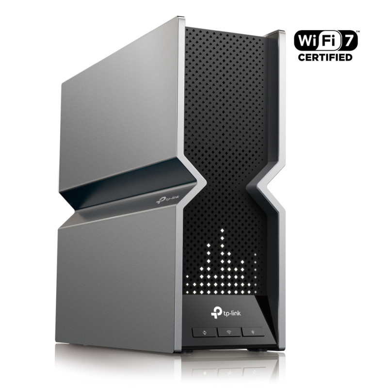 TP-Link BE1900 bežični usmjerivač (Tri-Band Router Wi-Fi 7), 1376Mbps/5760Mbps/11520Mbps (2.4GHz/5GHz/6GHz), 4×4 MU-MIMO, 802.11be, 1×10G WLAN , 4×2.5G LAN, 1×10G SFP+/RJ4, USB3.0, 8×antene