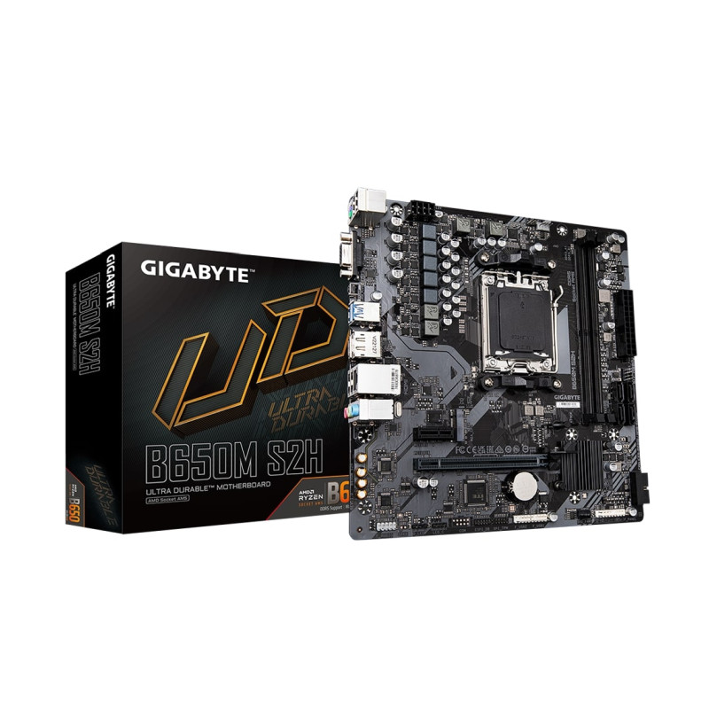 Gigabyte B650M S2H, S.AM5, 2×DDR5/ 6400 MHz(OC), PCIe 4.0, D-SUB/HDMI/DP, mATX