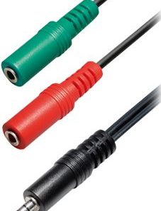 Transmedia Headset adapter cable 0,2m Plug to 2x Jack