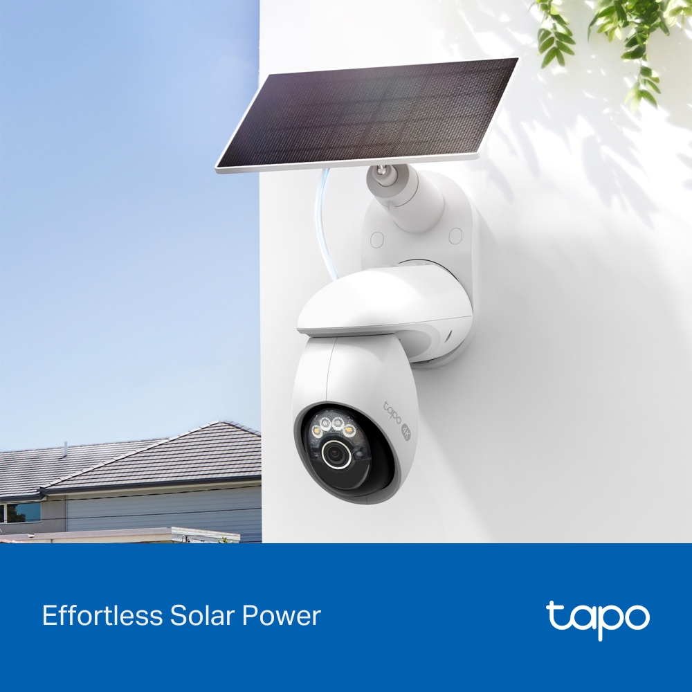 TP-Link Tapo C660 kamera + Tapo A201 Solar panel 4K 8MP(3840×2160 px), F1.6, Full-Color Night Vision, microSD, 2×Spotlights, dvosmjerni audio, detekcija pokreta, vodootporna IP65, Wi-Fi, Tapo app