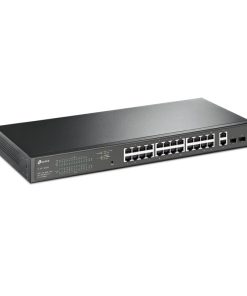 TP-Link 28-port Gigabit Easy Smart preklopnik (Switch), 24x 10/100/1000 Mbps RJ45 PoE+ port,2x SFP fiber uperlink port, Rack-mount, 250 w PoE+ budget