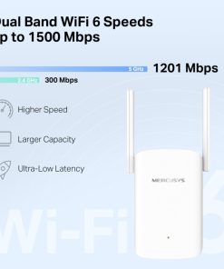 Mercusys AX1500 bežični pojačivač dometa (Range Extender) 300Mbps/1201Mbps (2.4GHz/5GHz), IEEE 802.11a/n/ac/ax, 1xGigabit RJ45 Port, 2×vanjska antena fiksna, WPS tipka