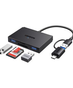 UGREEN 4-portni USB-C/A HUB 2xUSB-A, 1xSD, 1xTF, sivi