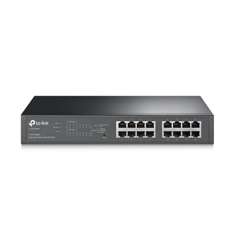 TP-Link 16-port Gigabit Easy Smart Desktop/Rackmount PoE+ preklopnik (Switch), 16×10/100/1000M RJ45 ports, 8×PoE+ ports, metalno kućište
