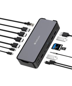 Verbatim CDS-15 portni USB-C Pro Docking Station 2×HDMI / DP / RJ45 / USB-A 3.1 / 2×USB-A 3.0 / USB-A / 2×USB-C / SD / microSD / Audio / USB-C PD / USB-C Host
