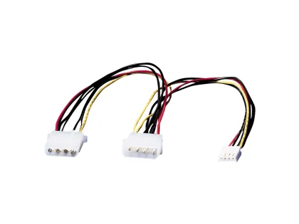 Roline interni Y-naponski kabel, 4-pin F HDD na 4-pin M HDD+4-pin M FDD, 0.3m