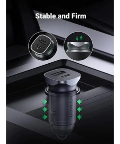 UGREEN auto punjač 24W, USB-C+USB-A, PD3.0/QC3.0, srebrni