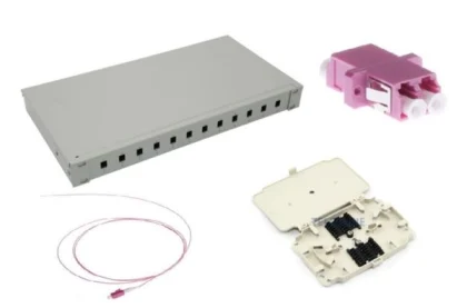 NFO Patch Panel 1U 19" Closed - Multimode 12x LC OM4 Duplex Adapter Pigtail kazeta SET
