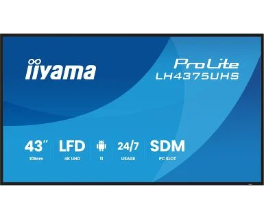 IIYAMA 43" LH4375UHS-B2AG 4K UHD (3840x2160) IPS Signage 24/7, 500 cd/m2, 1200:1, Android OS, E-Share, iiSignage2