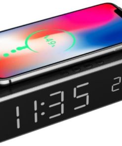 Gembird digitalni sat s funkcijama alarma i bežićnog punjenja, crne boje