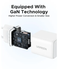 UGREEN zidni punjač 20W, 1×USB-C, GaN, bijeli