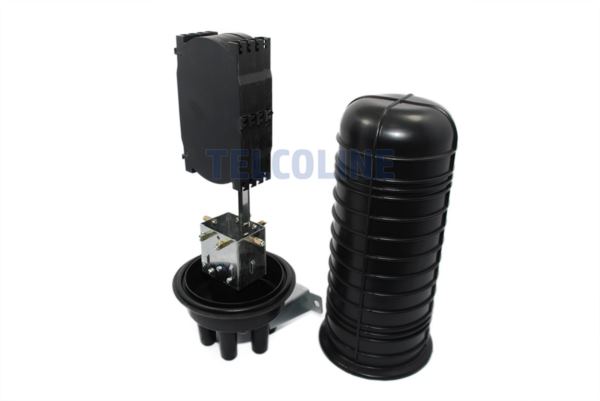 NFO Splice Closure 96F, 4 round entries, 1 oval, 4 trays, Height 450 mm, Pole and Wall mount