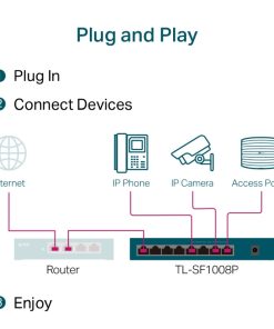 TP-Link 8-port Desktop preklopnik (Switch), 8×10/100M RJ45 ports + 4 PoE ports, metalno kućište (57W)
