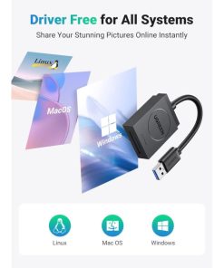 UGREEN čitač memorijskih kartica USB 3.0, TF/SD, 15cm, crni