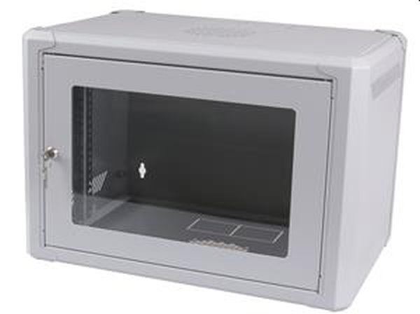 Masterlan one-piece rack data cabinet 19" 12U 600mm, disassembled - FLAT PACK, glass door