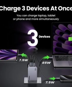UGREEN Nexode Pro Mini FC zidni punjač 100W, 2x USB-C, USB-A, USB-C kabel, GaN, sivi