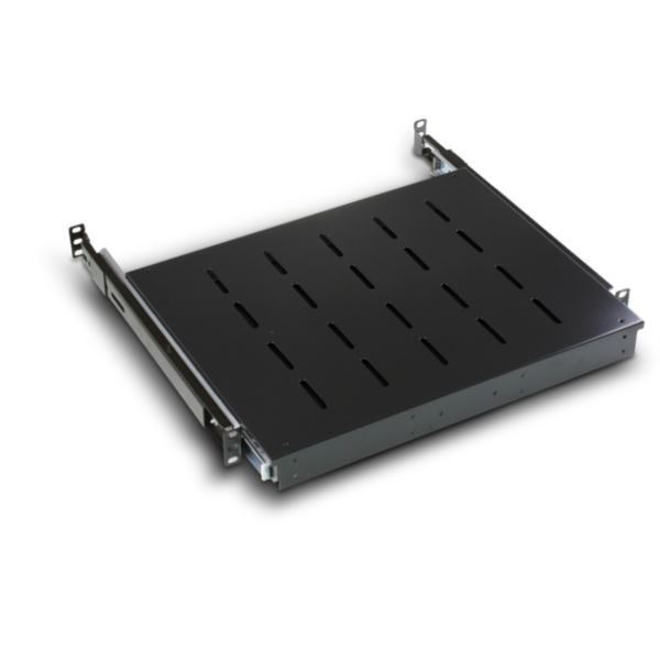 NaviaTec 19" polica za mrežni ormar dubine 900-1100 mm, 1U, izvlačna, crna